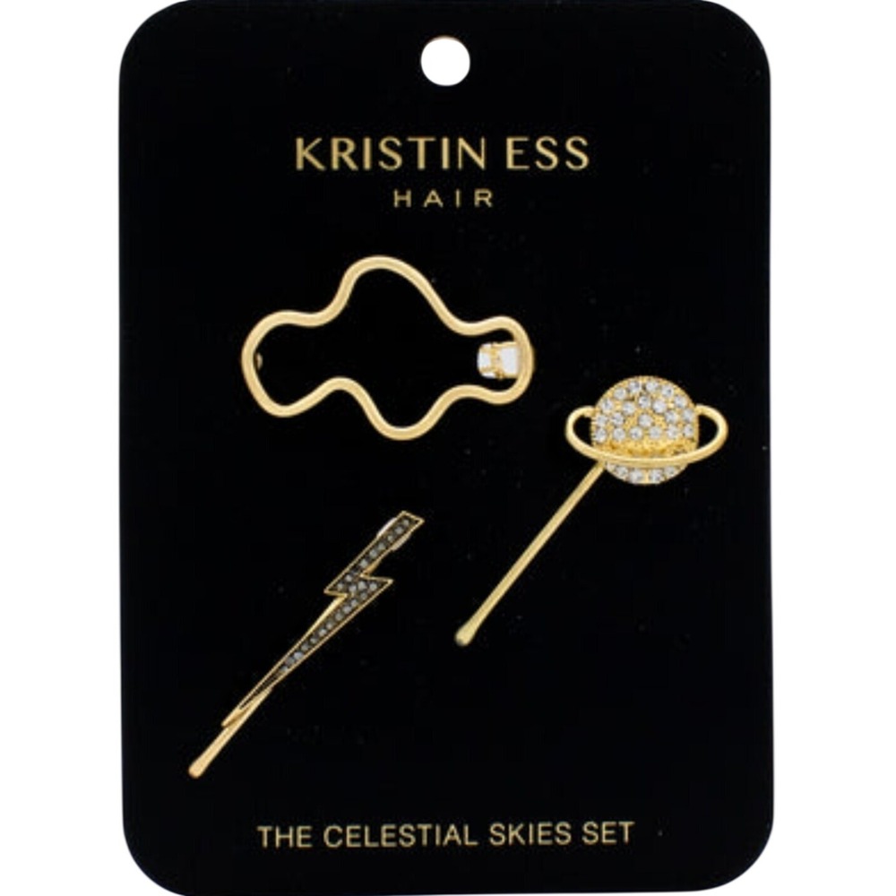 Kristin Ess The Celestial Skies Set Gold Celestial Hair Clips Pins 3 Piece New
